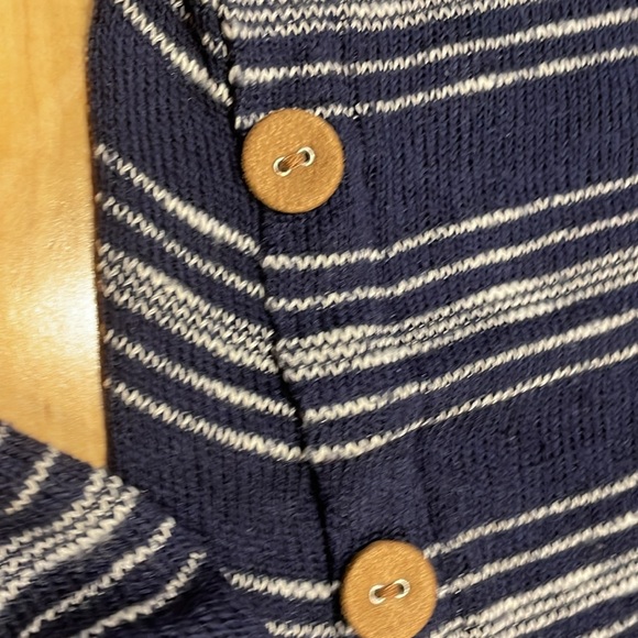 Striped Navy Sweater with Elbow Patches - Picture 3 of 4